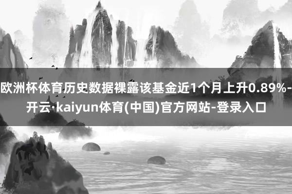 欧洲杯体育历史数据裸露该基金近1个月上升0.89%-开云·kaiyun体育(中国)官方网站-登录入口