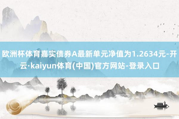 欧洲杯体育嘉实债券A最新单元净值为1.2634元-开云·kaiyun体育(中国)官方网站-登录入口