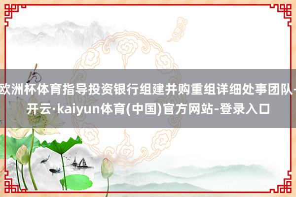 欧洲杯体育指导投资银行组建并购重组详细处事团队-开云·kaiyun体育(中国)官方网站-登录入口